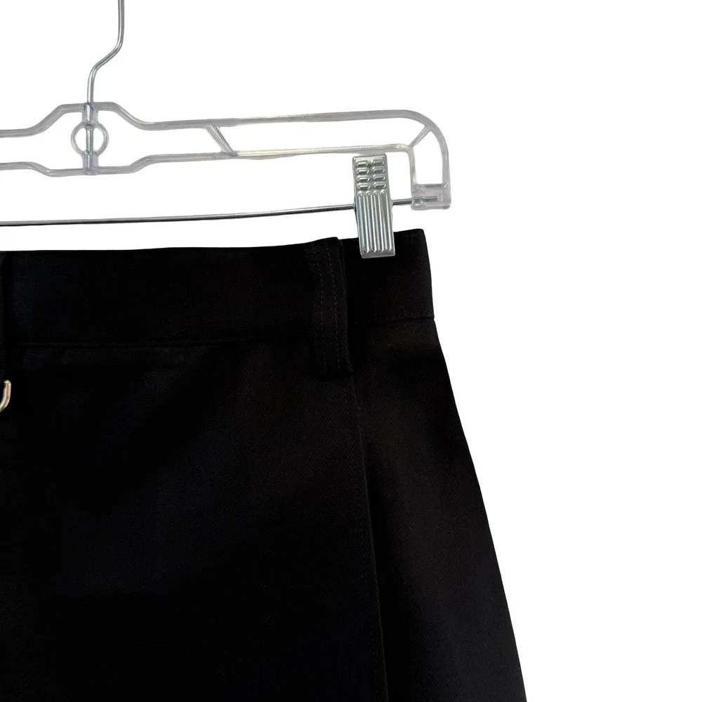 Tory Burch Wrap Skirt Womens 0 Black A-Line Zip Pocket D-Ring Gold Hardware‎ Y2K